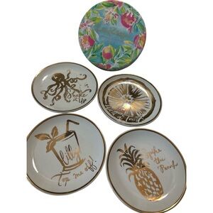 Lilly Pulitzer Ceramic Coasters Set of 4 Cocktail Pineapple Octopus Citrus